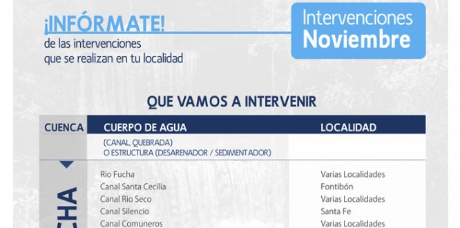 Intervenciones Noviembre Cuenca Fucha 